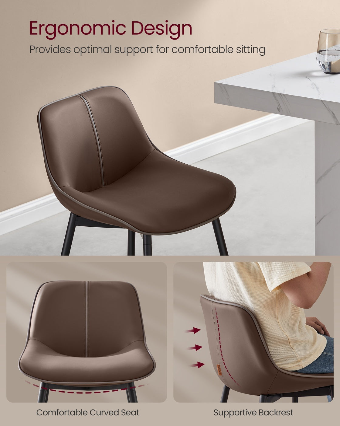 Synthetic Leather Bar Stools With Back - product photo 61