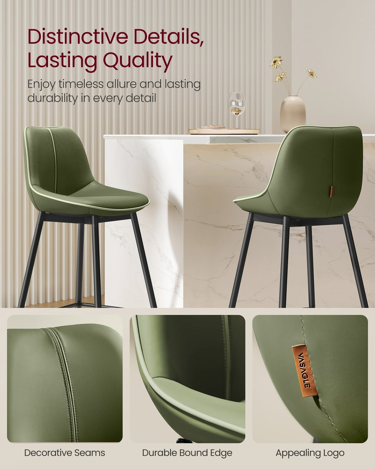 Synthetic Leather Bar Stools With Back - product photo 84