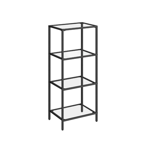 Tempered Glass Bookcase 4 Or 5 Tier Slim Shelving Unit – product view 1 | Amaraloft