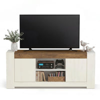 TV Stand, Farmhouse Entertainment Center With Storage Cabinets, Media Console - product photo 02