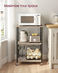 Vintage Kitchen Shelf With 6 Hooks And Lockable Wheels, Bakers Rack - product photo 18
