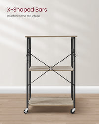Vintage Kitchen Shelf With 6 Hooks And Lockable Wheels, Bakers Rack - product photo 24