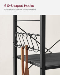 Vintage Kitchen Shelf With 6 Hooks And Lockable Wheels, Bakers Rack - product photo 30