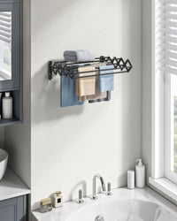 Wall Mounted Clothes Drying Rack Expandable 9 Rod Steel Airer – product view 11 | Amaraloft