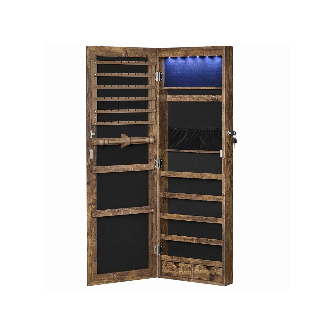 Wall Mounted Jewelry Armoire Cabinet With Mirror LED Lights – product view 3 | Amaraloft