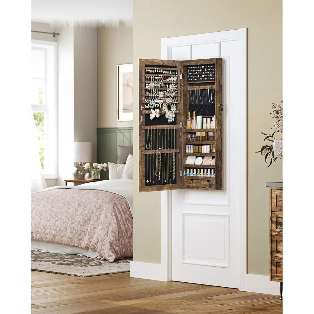 Wall Mounted Jewelry Armoire Cabinet With Mirror LED Lights – product view 11 | Amaraloft