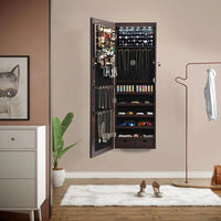 Wall Mounted Jewelry Armoire Cabinet With Mirror LED Lights – product view 15 | Amaraloft