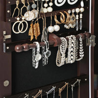 Wall Mounted Jewelry Armoire Cabinet With Mirror LED Lights – product view 16 | Amaraloft
