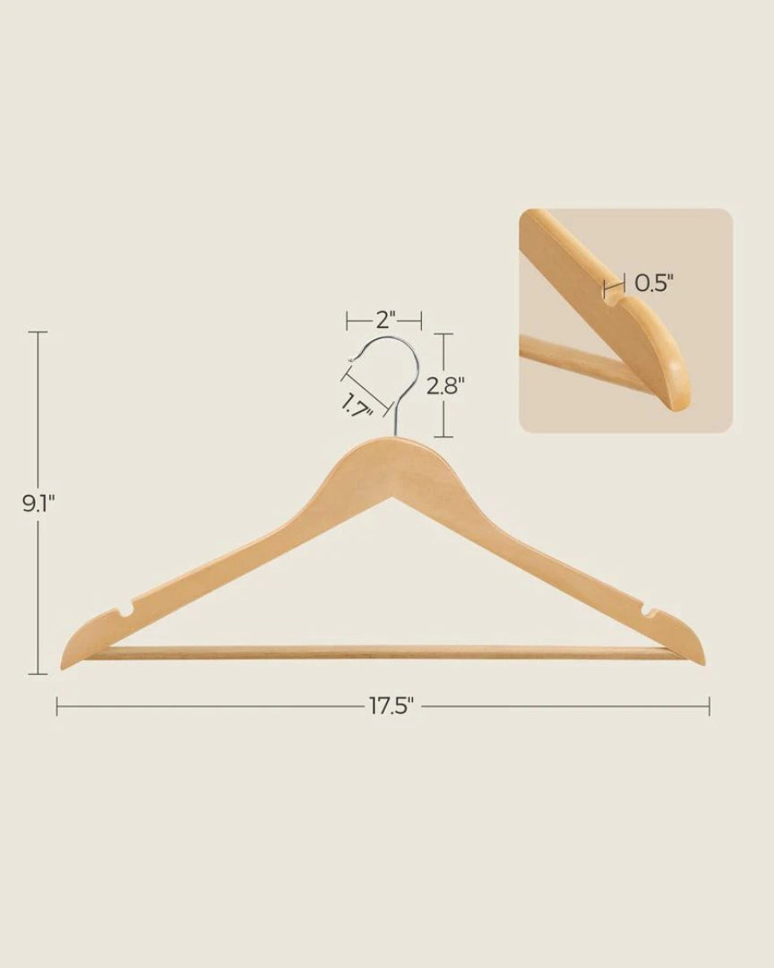 Wood Coat Hangers 20 Pack With Shoulder Notches – product view 16 | Amaraloft