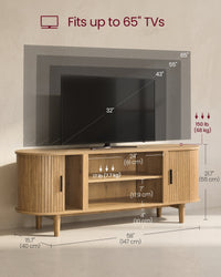 Wooden TV Stand For 65 Inch TVs With Storage Shelves, Media Console - product photo 12